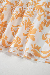 Apricot Floral Print Puff Short Sleeve Resort Plus Size Maxi Dress Plus Size Maxi Dresses JT's Designer Fashion
