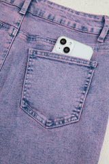 Orchid Petal Vintage Wash Frayed Hem Ankle-length Jeans Jeans JT's Designer Fashion