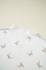 Beige Bow Print Half Zip Tank and Shorts 2pcs Set Short Sets JT's Designer Fashion