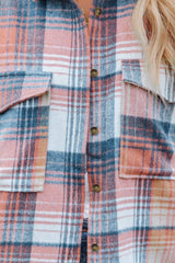 Pink Plaid Flap Pockets Shacket Plaid Shackets JT's Designer Fashion