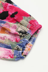 Multicolour Floral Tie Neck Bubble Sleeve Shift Dress Floral Dresses JT's Designer Fashion