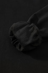 Black Solid O Neck High Low Hem Pullover Sweatshirt Sweatshirts & Hoodies JT's Designer Fashion