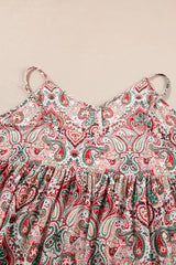 Multicolour Plus Size Paisley Print Sleeveless V Neck Jogger Jumpsuit Plus Size Bottoms JT's Designer Fashion