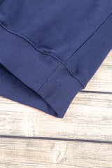 Navy Blue Plain Drop Shoulder Crewneck Pullover Sweatshirt Sweatshirts & Hoodies JT's Designer Fashion