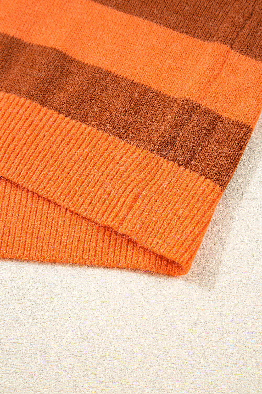 Orange Stripe Color Block High Neck Drop Shoulder Cozy Sweater Sweaters JT's Designer Fashion