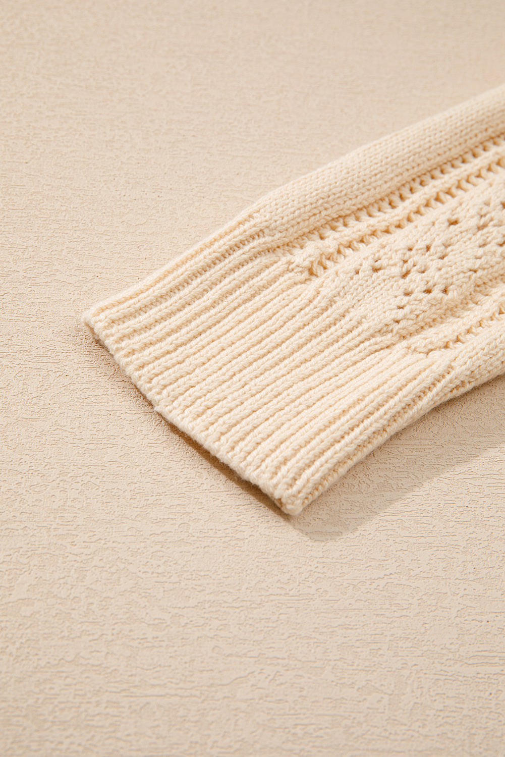 Beige Open Knit Drop Shoulder Sweater Cardigan Cardigans JT's Designer Fashion