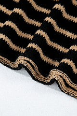 Black Stripe Drop Shoulder Round Neck Loose Sweater Sweaters JT's Designer Fashion