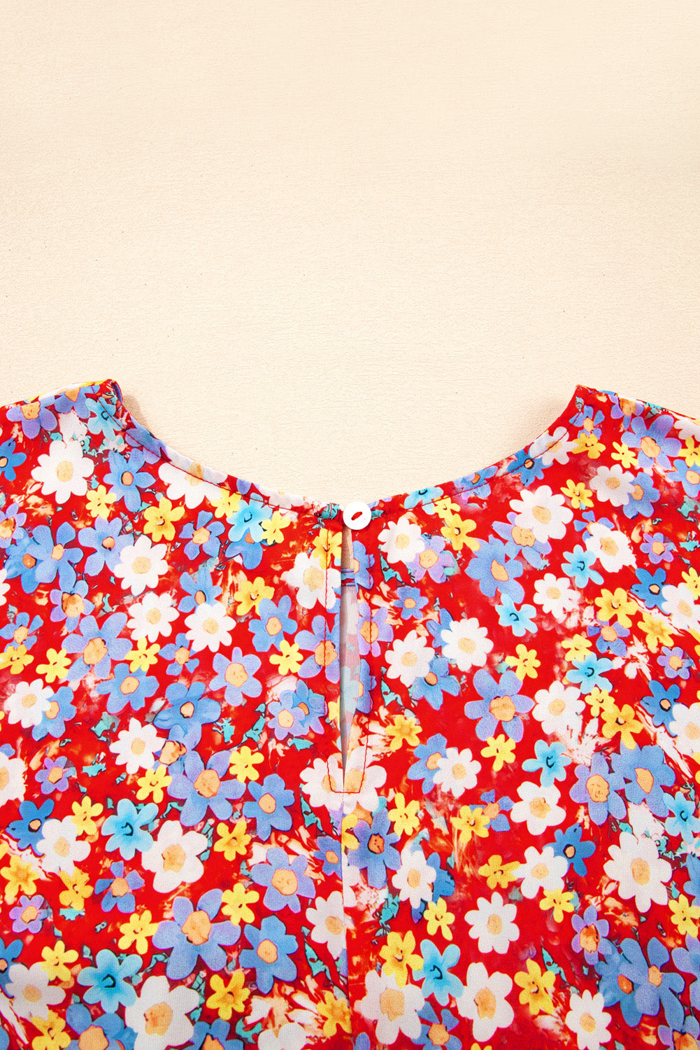 Red Dainty Flower Printed Plus Size Short Sleeve Shift Dress Plus Size Mini Dresses JT's Designer Fashion