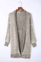 Apricot Plaid Knitted Long Open Front Cardigan Sweaters & Cardigans JT's Designer Fashion