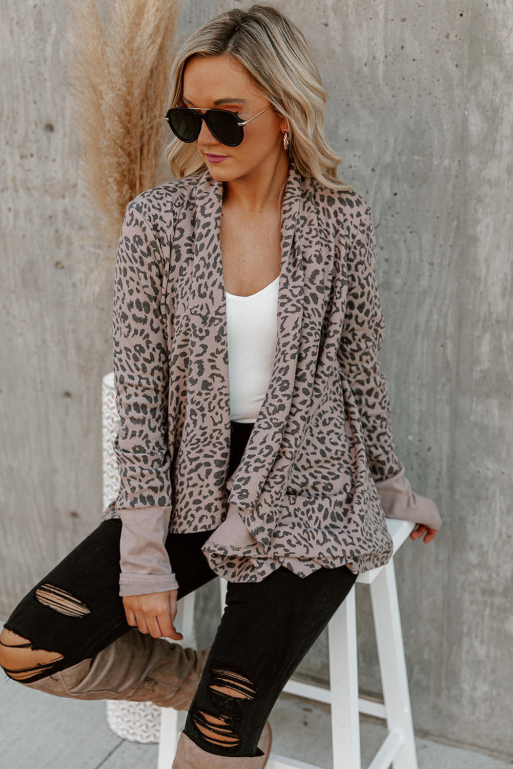 Leopard Open Front Cardigan Sweaters & Cardigans JT's Designer Fashion