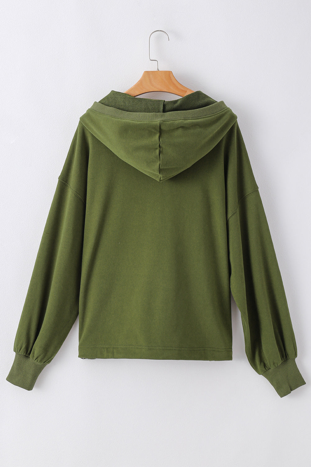 Moss Green Solid Kangaroo Pocket Half Zipper Oversized Hoodie Sweatshirts & Hoodies JT's Designer Fashion
