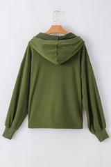 Moss Green Solid Kangaroo Pocket Half Zipper Oversized Hoodie Sweatshirts & Hoodies JT's Designer Fashion
