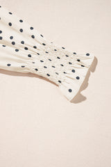 Apricot Polka Dot Print Frilled Collar Lantern Sleeve Blouse Blouses & Shirts JT's Designer Fashion