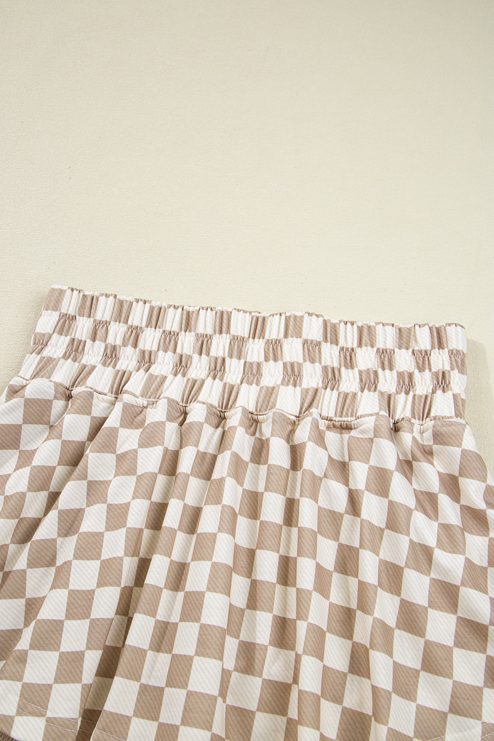 Khaki Checkered Long Sleeve Crop Top High Waist Skort 2pcs Set Short Sets JT's Designer Fashion