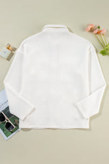 White Solid Color Corduroy Buttoned Long Sleeve Jacket Jackets JT's Designer Fashion