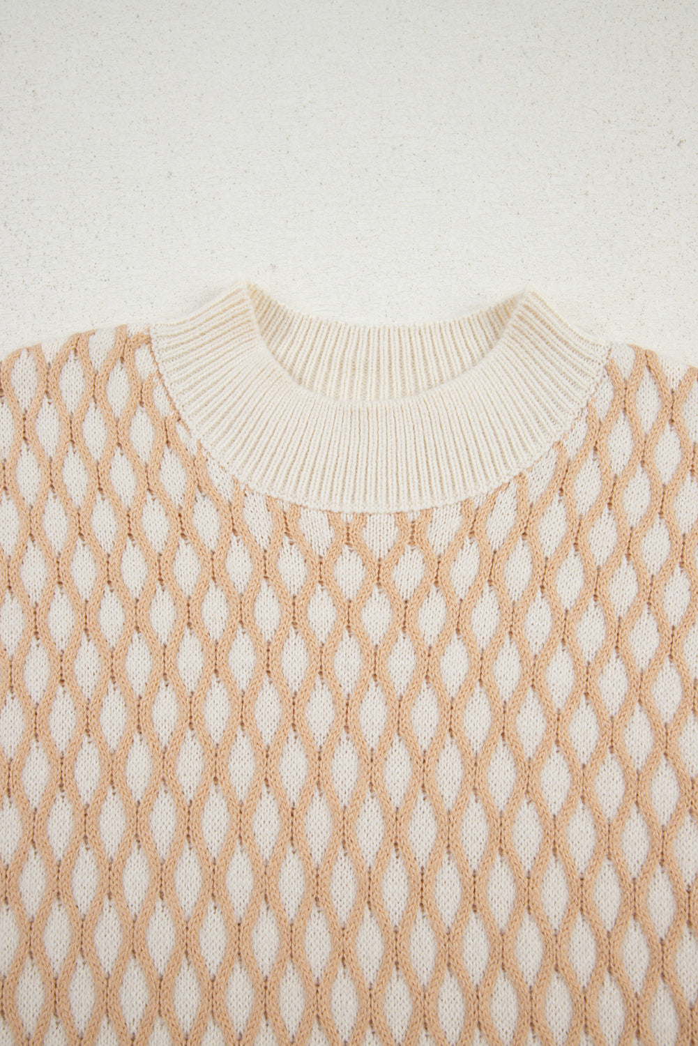 Smoke Gray Rhombus Textured Knit Mock Neck Sweater Sweaters JT's Designer Fashion
