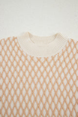 Smoke Gray Rhombus Textured Knit Mock Neck Sweater Sweaters JT's Designer Fashion