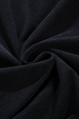 Black Hooded Drawstring Pockets Corduroy Shacket Jackets JT's Designer Fashion