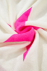 White Star Pattern Colorblock Striped Edge Drop Shoulder Sweater Sweaters JT's Designer Fashion