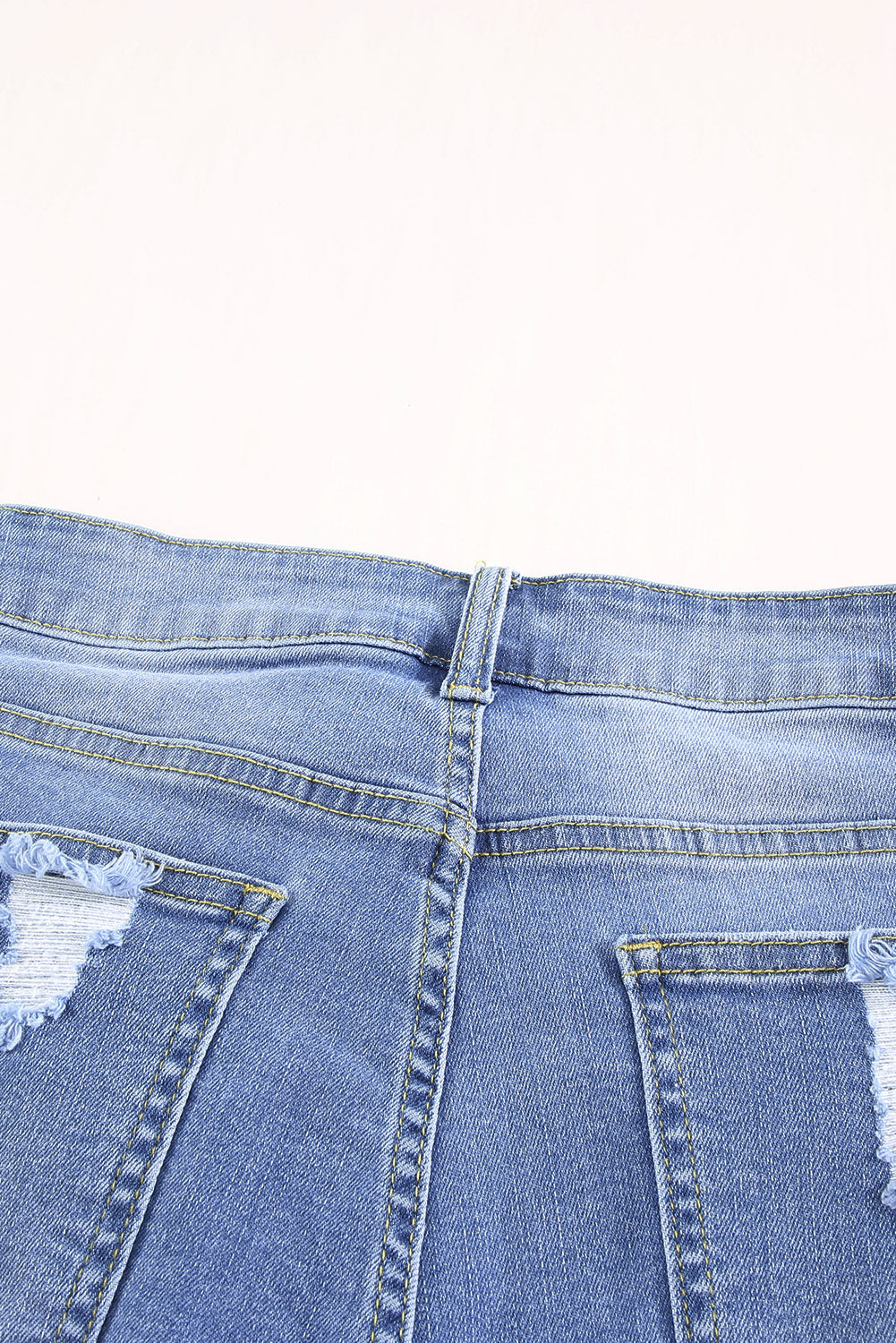 Sky Blue Ripped Tassel Bermuda Denim Shorts Denim Shorts JT's Designer Fashion