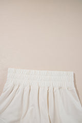 Beige 2pcs Cropped Tee and Ruffle High Waist Skort Set Short Sets JT's Designer Fashion