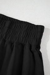 Black 2pcs Cropped Tee and Ruffle High Waist Skort Set Short Sets JT's Designer Fashion