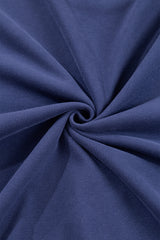 Navy Blue Plain Drop Shoulder Crewneck Pullover Sweatshirt Sweatshirts & Hoodies JT's Designer Fashion