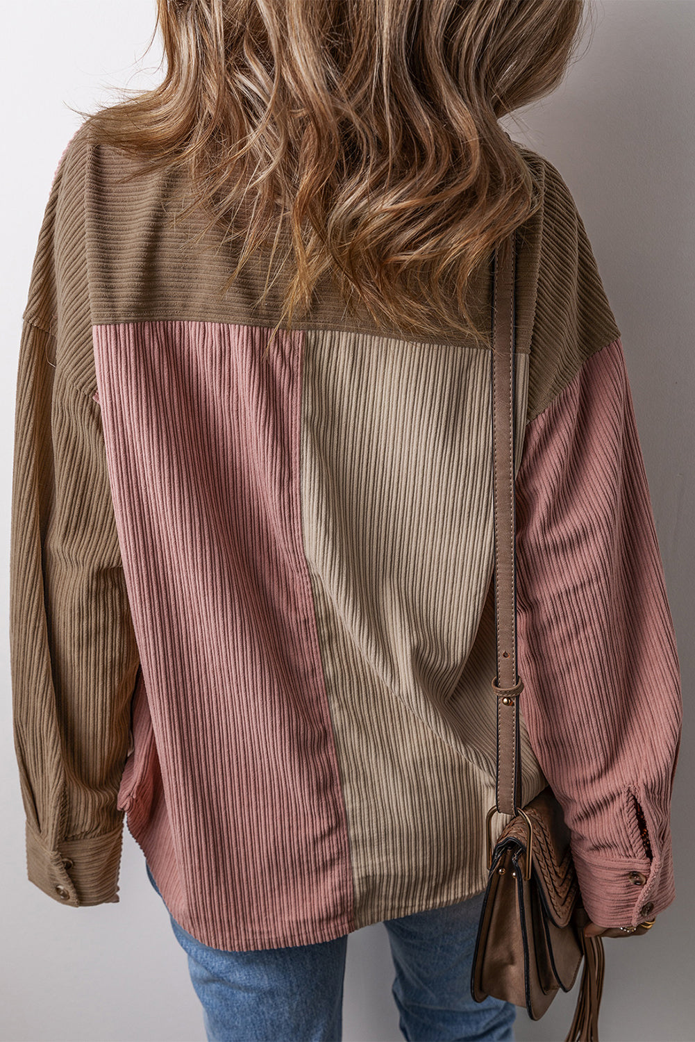 Mineral Red Color Block Chest Pockets Buttoned Corduroy Shacket Jackets JT's Designer Fashion