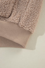 Light French Beige Zipper Pocketed Winter Fuzzy Jacket Jackets JT's Designer Fashion
