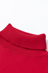 Racing Red Merry Graphic Sequin Sleeve Turtleneck Sweater Sweaters JT's Designer Fashion