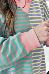 Casual Stripe Colorblock Drop Shoulder Oversize Sweatshirt Sweatshirts & Hoodies JT's Designer Fashion