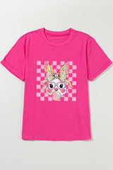 Rose Red Plaid Bubble Gum Rabbit Graphic Eater T Shirt Graphic Tees JT's Designer Fashion