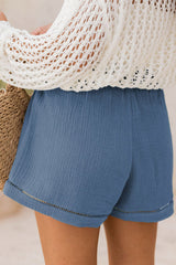 Sail Blue Cotton Gauze Paperbag Shorts Casual Shorts JT's Designer Fashion