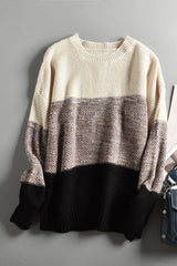 Black Color Block Netted Texture Pullover Sweater Sweaters & Cardigans JT's Designer Fashion