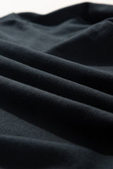 Black Plain Drop Shoulder Crewneck Pullover Sweatshirt Sweatshirts & Hoodies JT's Designer Fashion