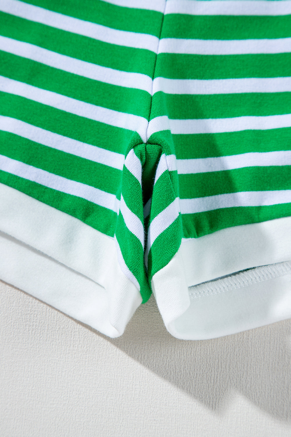 Dark Green Striped Cap Sleeve Tee and Shorts Set Short Sets JT's Designer Fashion