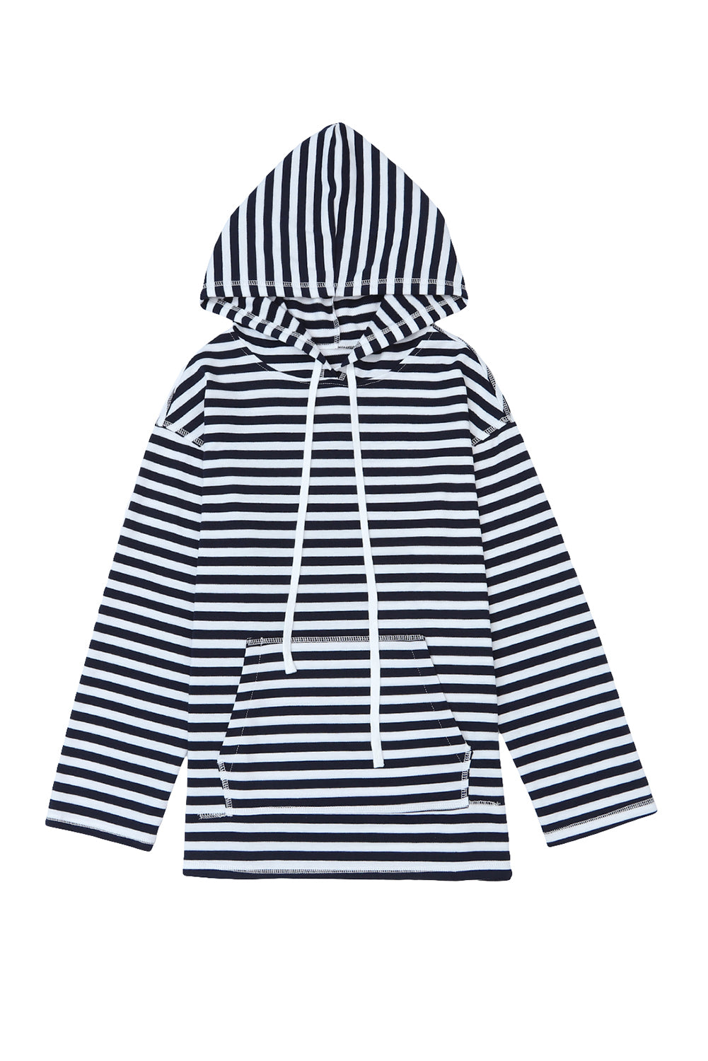 Stripe Kangaroo Pocket Drawstring Hoodie Sweatshirts & Hoodies JT's Designer Fashion