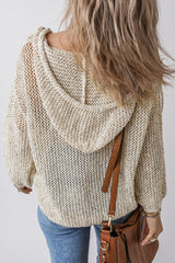 Jet Stream Hollow-out Kangaroo Pocket V Neck Hooded Sweater Sweaters JT's Designer Fashion