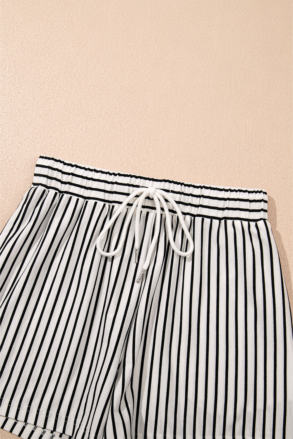 Black Stripe V Neck Tee and Casual Short Set Short Sets JT's Designer Fashion