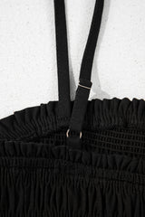 Black Spaghetti Straps Shirred Bodice Pocketed Wide Leg Jumpsuit Jumpsuits & Rompers JT's Designer Fashion