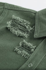 Green Ripped Denim Jacket Denim Jackets JT's Designer Fashion