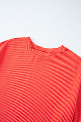 Ribbed Textured Knit Loose Fit Tee and Shorts Set Short Sets JT's Designer Fashion