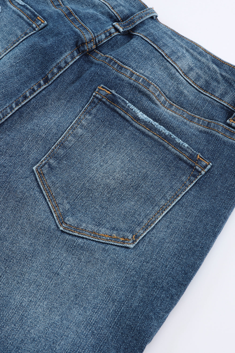 Blue Distressed Button Fly High Waist Skinny Jeans Jeans JT's Designer Fashion