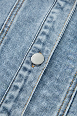 Myosotis Scallop Trim Collar Patched Pocket Button Up Denim Jacket Denim Jackets JT's Designer Fashion