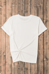 White Sequin Strawberry Patched Crew Neck T Shirt Graphic Tees JT's Designer Fashion