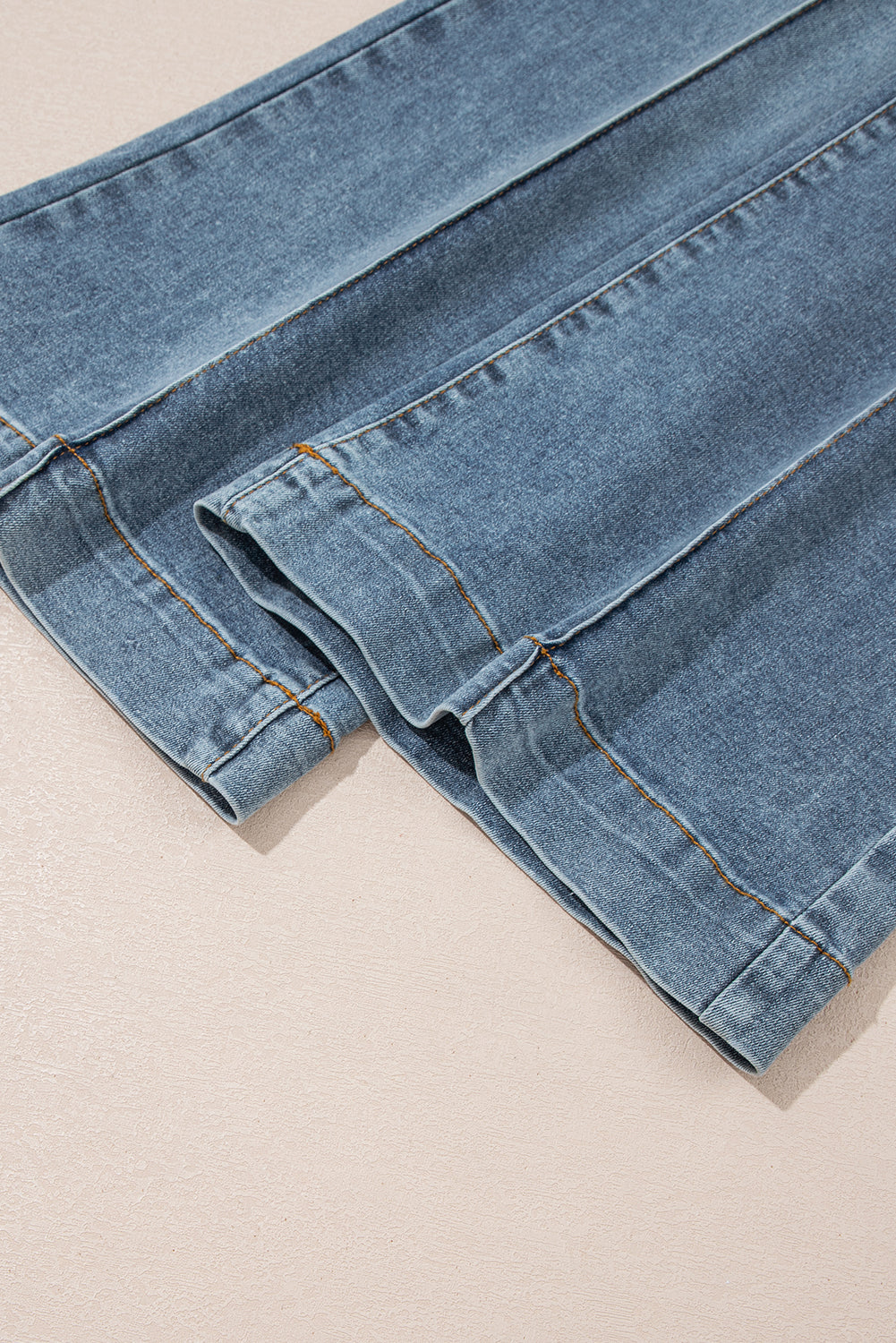 Dusk Blue 2 Button High Waist Piping Trim Bootcut Jeans Jeans JT's Designer Fashion