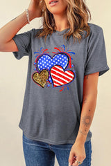 Gray American Heart July 4th Celebration Graphic T Shirt Graphic Tees JT's Designer Fashion