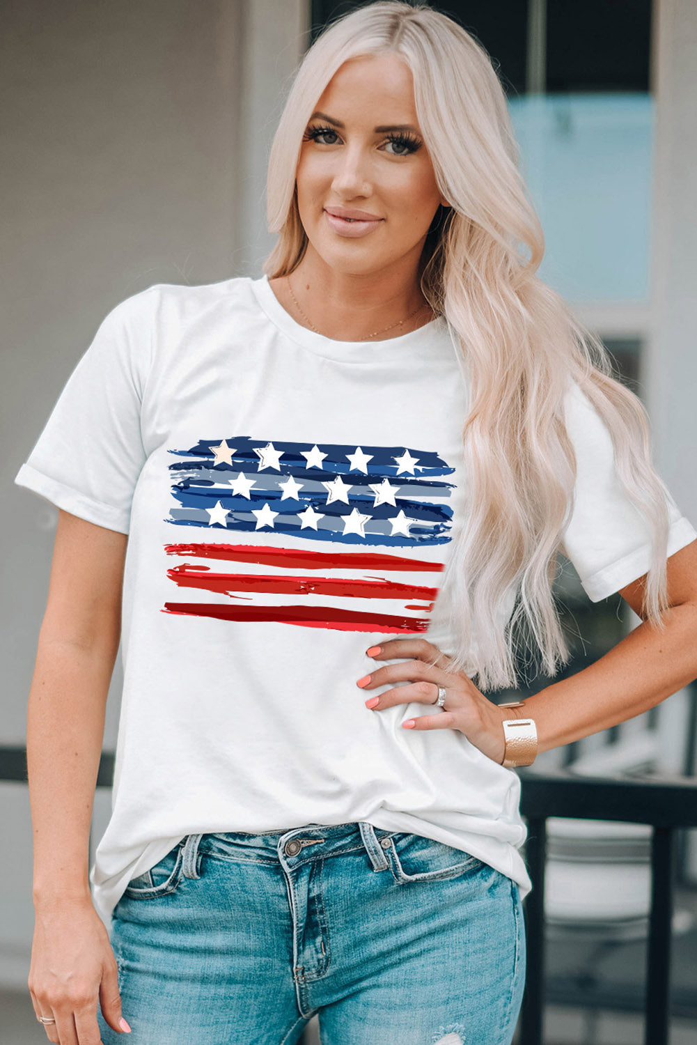 White American Flag Graphic Fashion Tee Graphic Tees JT's Designer Fashion