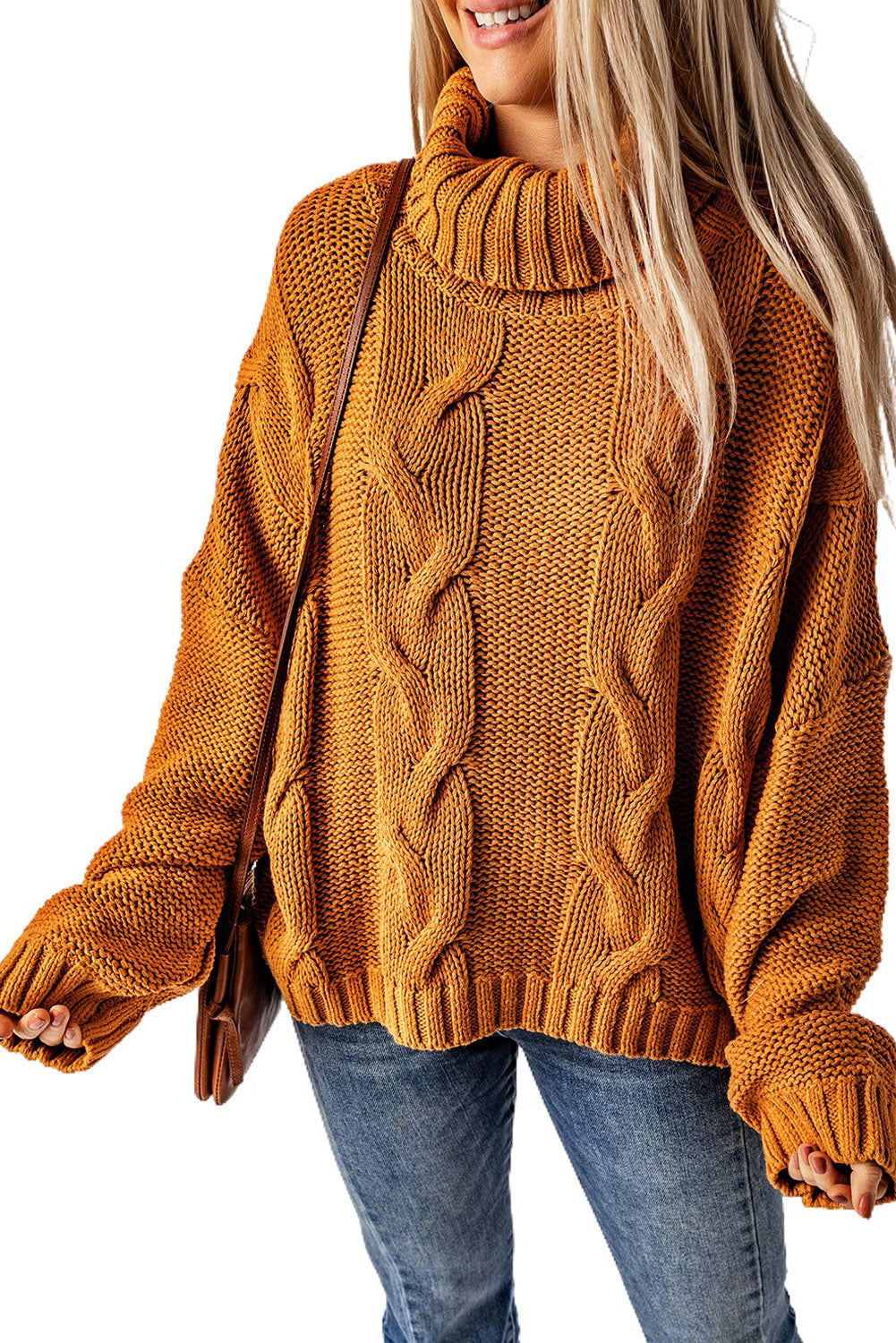 Cuddle Weather Cable Knit Handmade Turtleneck Sweater Sweaters & Cardigans JT's Designer Fashion