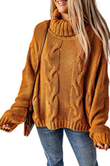 Cuddle Weather Cable Knit Handmade Turtleneck Sweater Sweaters & Cardigans JT's Designer Fashion